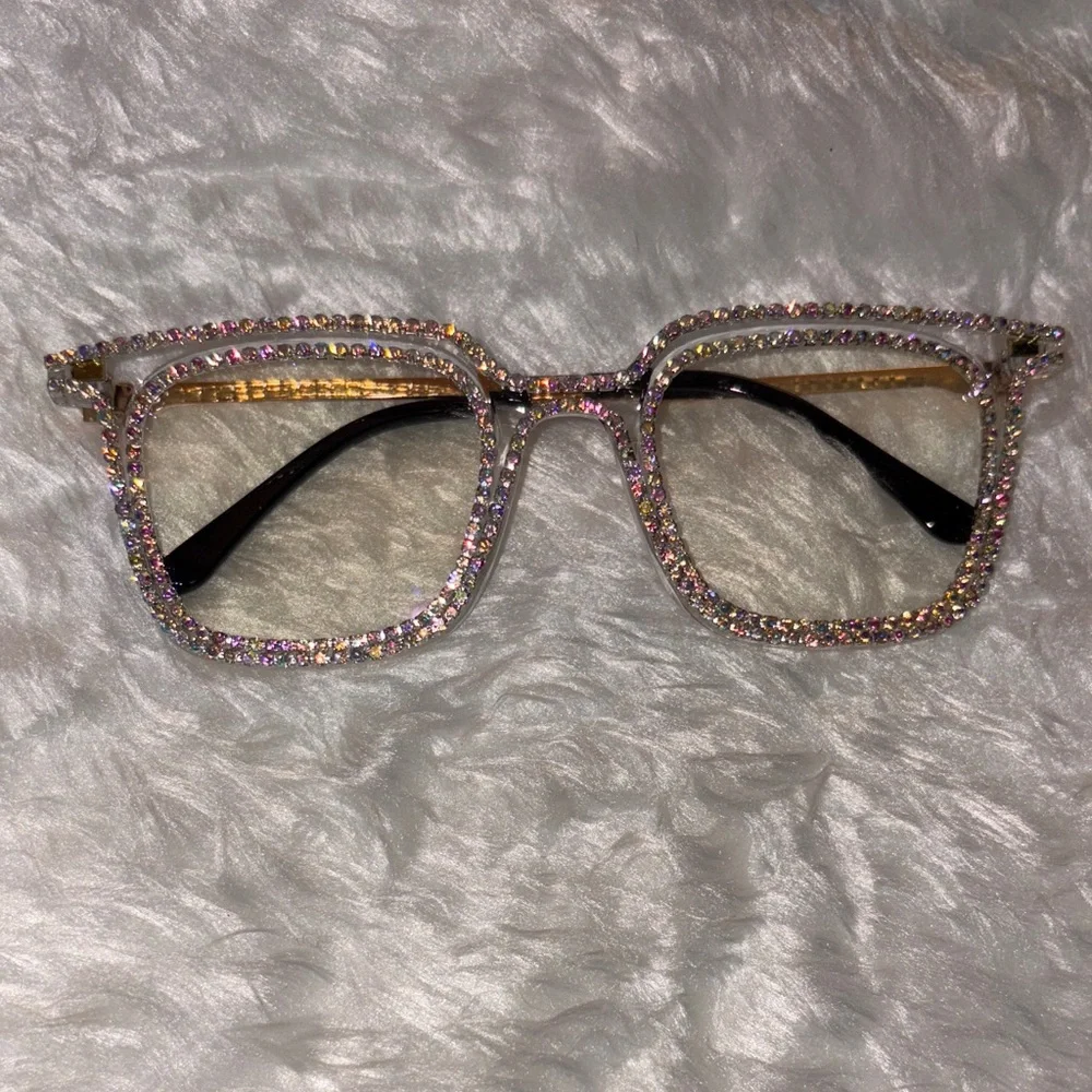 Crystal Embellished Square Glasses
